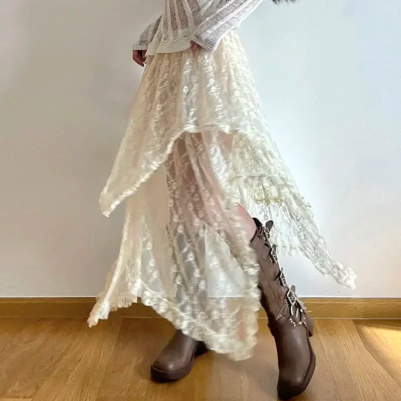 Lace Asymmetrical Skirt