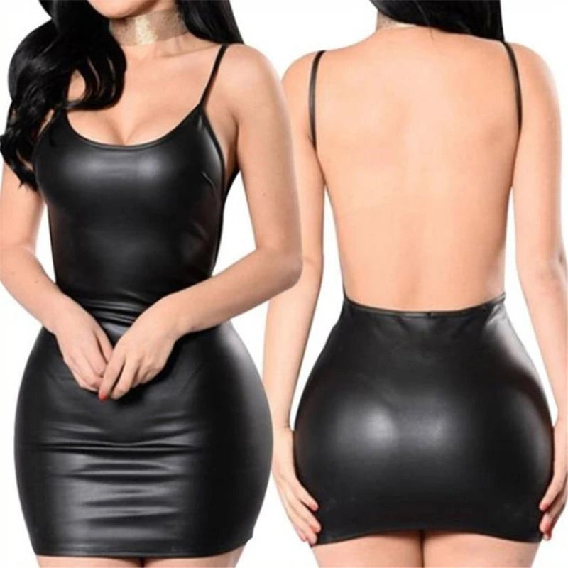 Leather Dress Backless