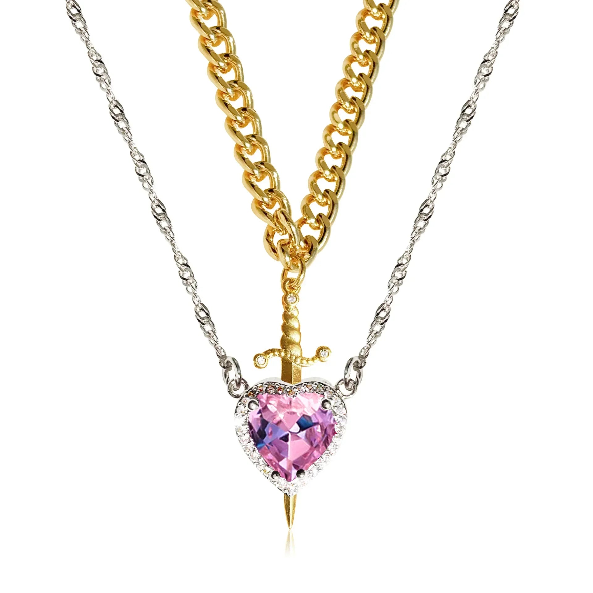 Sword Zircon Pendant Necklace