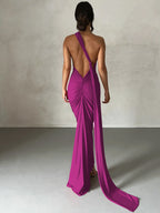 One Shoulder Backless Adjustable Scarf Loop Dress