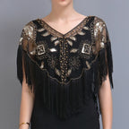 Sequined Shawl with Tassels