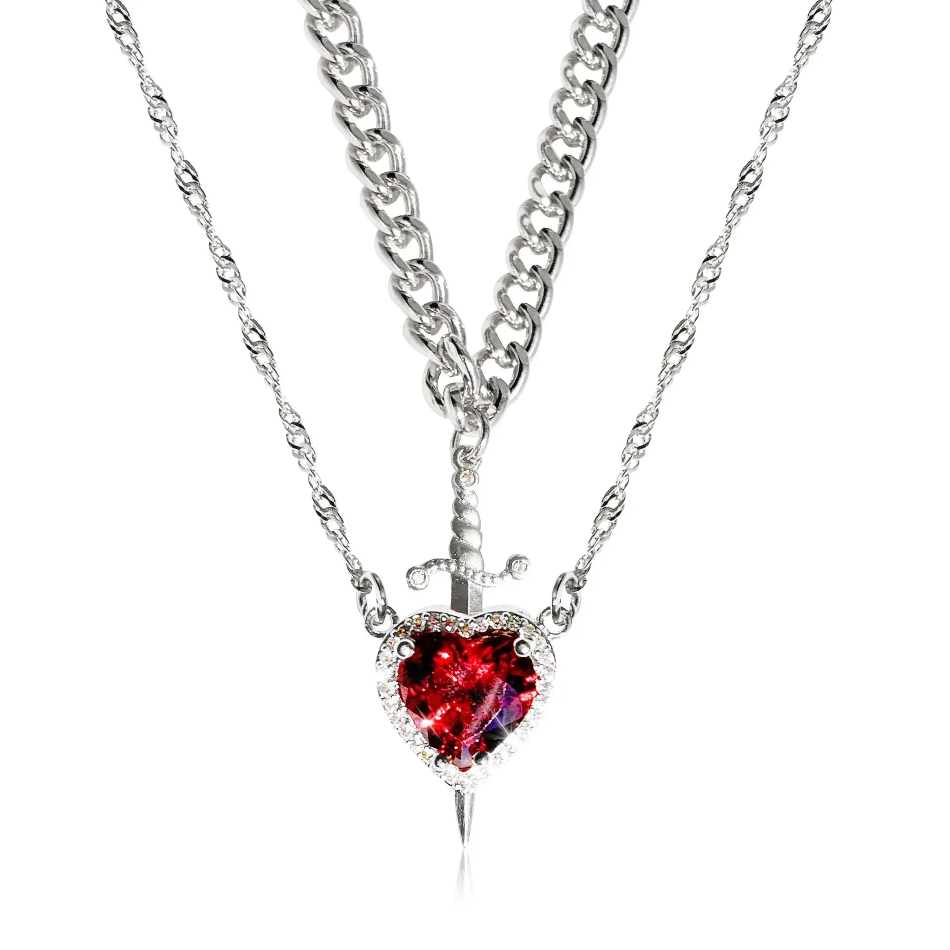 Sword Zircon Pendant Necklace