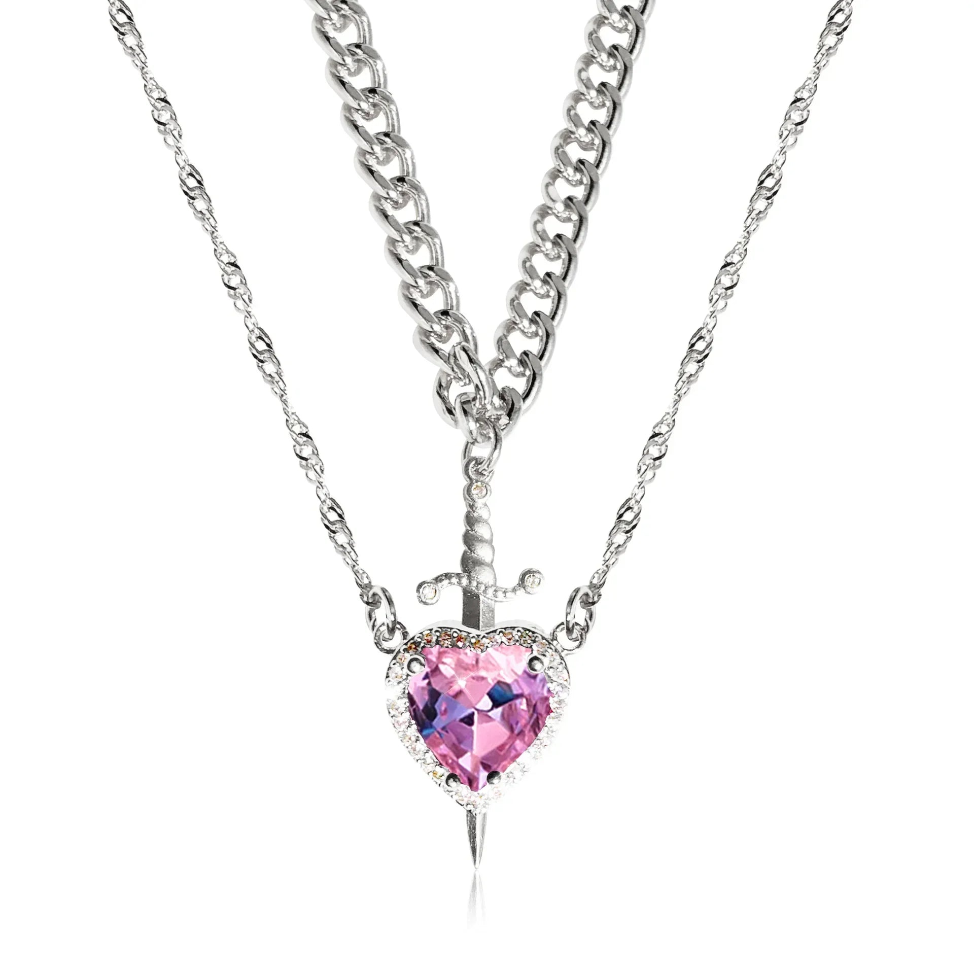 Sword Zircon Pendant Necklace
