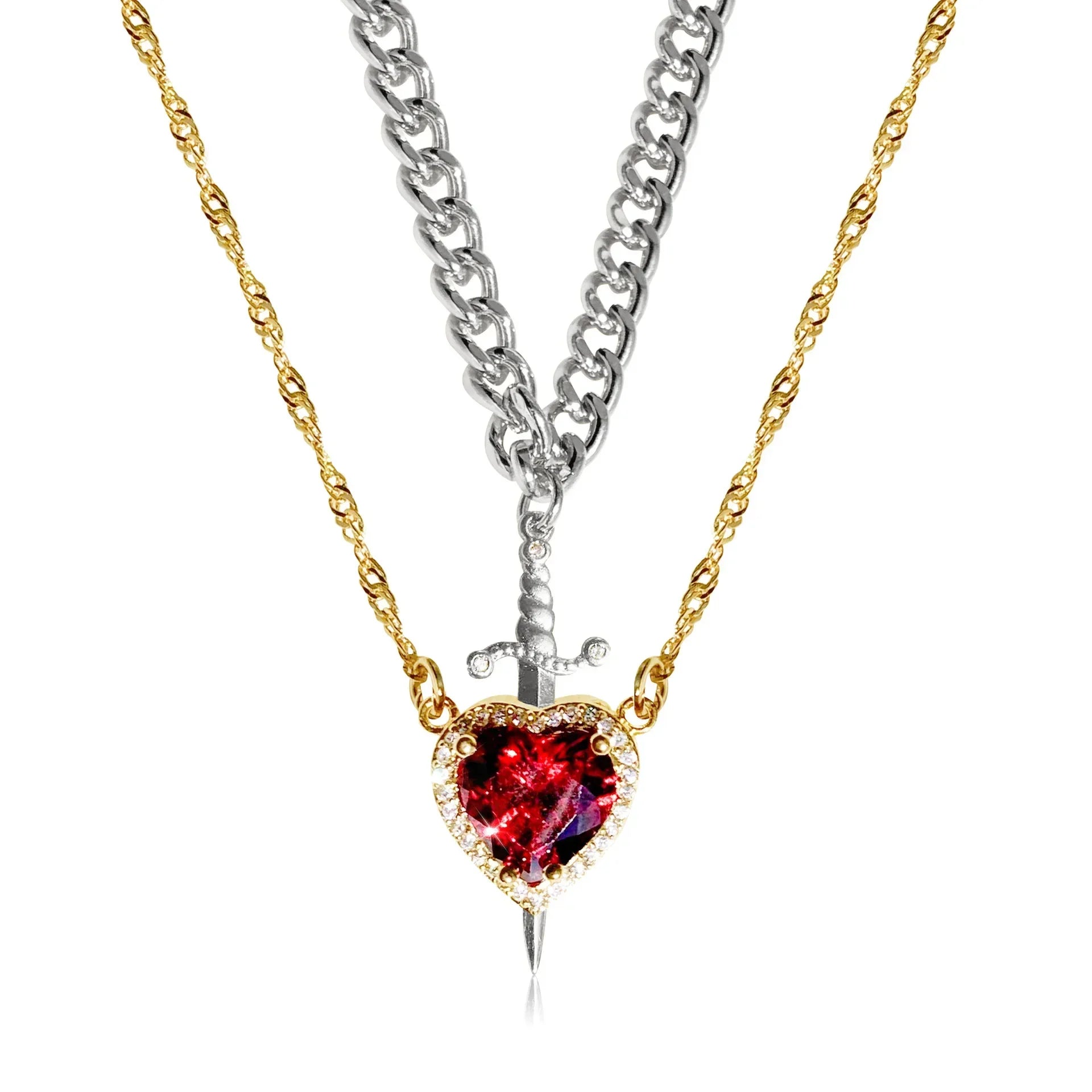 Sword Zircon Pendant Necklace