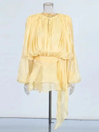 Solid Blouse Mini Dresses