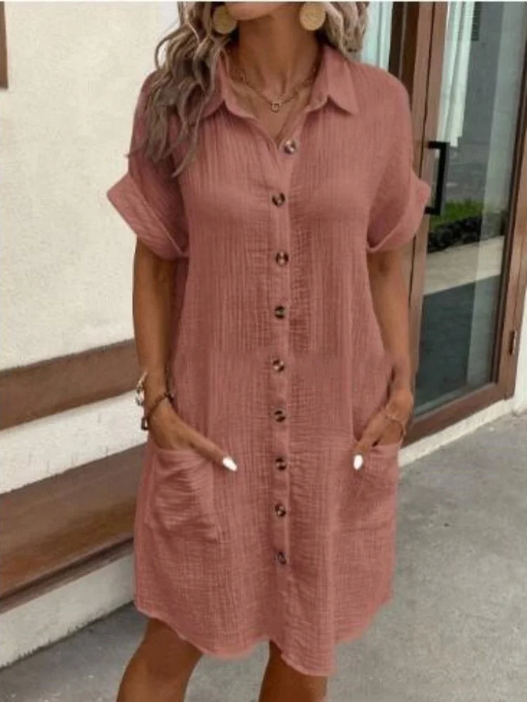 Turn-down Collar Women Dress