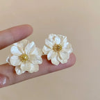 White Acrylic Flower Earrings