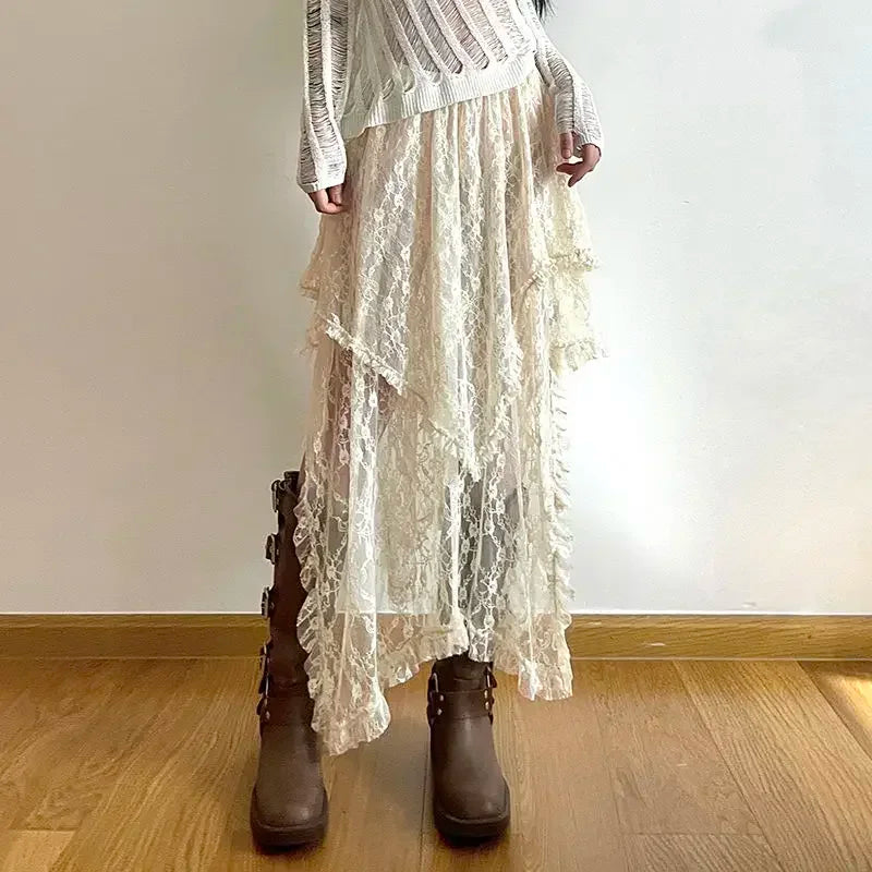 Lace Asymmetrical Skirt