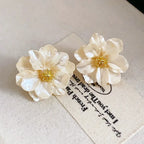White Acrylic Flower Earrings